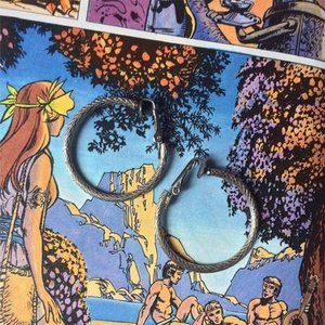 Vintage Silver Hoop Clip Earrings